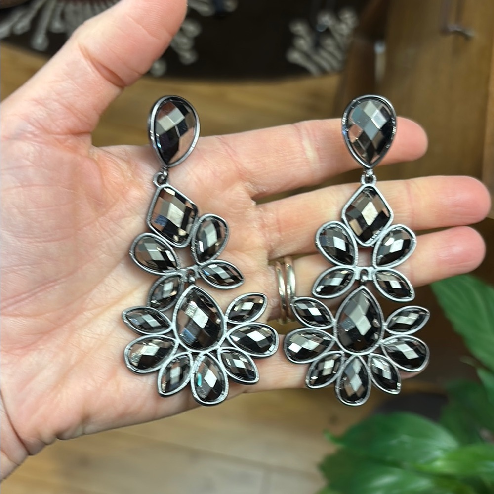 Large Black Statement Drop Earrings